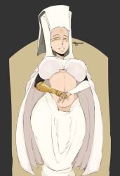 1girls bulge bulge_through_clothing bulge_under_clothes cape crossed_hands enen_no_shouboutai exposed_torso face_markings female fire_force futanari gold gold_(enen_no_shouboutai) gold_(fire_force) gold_(metal) gold_eyes gold_jewelry gold_ring golden_eyes gown hat jeteggs large_breasts large_penis looking_at_viewer looking_down rings robe solo solo_female solo_focus waist
