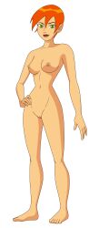 1girls alternate_version_available barefoot ben_10 cartoon_network feet female female_only full_body future_gwen green_eyes gwen_tennyson hand_on_hip looking_at_viewer medium_breasts naked navel nude nude_edit nude_female nude_filter red_hair shaved_pussy short_hair solo toadd95 transparent_background