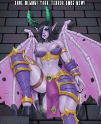 1futa artist_request balls breasts clothed clothing dreadlord dreadlord_jaina futa_only futanari horsecock huge_balls humanoid jaina_proudmoore mostly_nude purple_skin solo source_request standing world_of_warcraft