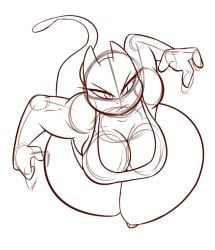 big_breasts breasts cleavage dewwydartz female furry huge_breasts mewtwo naomi_(dewwydartz) pokemon pokemon_(species) thick_thighs wide_hips