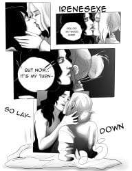 2girls annie_leonhardt attack_on_titan black_hair black_hair_female blonde_female blonde_hair blonde_hair blonde_hair_female comic female female/female irenesexe kissing kissing lesbian_kiss lesbian_sex page_7 pieck_finger shingeki_no_kyojin tagme yuri