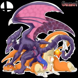 anthro anthro_only blue_eyes charizard cum cum_in_ass cum_in_pussy metroid nelsonnoir nintendo no_humans orange_scales pokemon pokemon_(species) pokemon_rgby purple_scales pussy ridley ridley_(metroid) sharp_teeth straight super_smash_bros. unusual_penis yellow_eyes