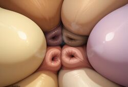 ai_generated ambiguous_gender anatomically_correct anatomically_correct_anus anatomically_correct_genitalia ass ass_focus darkeffect equine equine_anus equine_genitalia friendship_is_magic multiple_girls my_little_pony ponut presenting presenting_hindquarters rear_view