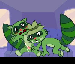 2boys blowjob brother brothers fur gay green_fur green_skin happy_tree_friends incest lifty lifty_(htf) semen shifty shifty_(htf) siblings twins