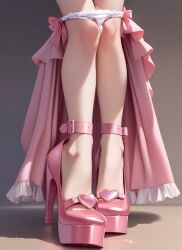 cute female high_heels legs pink_panties
