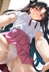 1girls ai_generated fate/grand_order fate_(series) female from_below ishtar_(fate) oncetwice panties pantyshot pink_skirt skirt solo upskirt white_panties