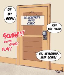 door noctz offscreen_character offscreen_sex sign skarp_world skarpne_(skarp_world) sound_effects