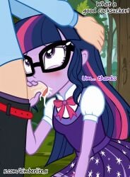 ai-assisted ai_generated ass blowjob female forest highres kimberlite_moonbow my_little_pony offscreen_male penis school_uniform self-upload sexy solo text_bubble twilight_sparkle_(eg) uncensored url
