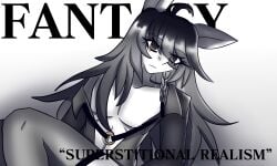 1boy 2025 airiin220 black_eyes black_hair crossover cyberairiin_(airiin220) english_text femboy furry furry_only half_naked horse horse_race_tests long_hair long_hair_male long_sleeves male male_only mindscape stockings superstitional_realism text twink zenless_zone_zero