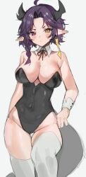 :< ahoge angry_expression angry_female belly big_breasts big_thighs birthday_gift_artwork black_bodysuit black_bunnysuit blush blushes bodysuit bracer braid_hair breasts bunnysuit deleted_in_source demon demon_girl demon_horns dhoru_(vtuber) diamond_pupil different_eye_color ear_ring ear_rings ear_rings_on_elf_ear earrings elf_ears exposed_shoulders female_looking_at_viewer female_only graduated_vtuber graduated_vtuber_artist heterochromia juicy_breasts juicy_thighs long_socks looking_at_viewer milkers neckwear one_braided_hair purple_blush purple_blushes purple_eye purple_hair reflection reflective_body reflective_clothing reflective_hair rgrk shadow shadow_background short_eyebrows short_hair short_hair_female sleek_body slim_arms socks thick_body thighs upscaled upset waifu2x white_background white_body white_bracer white_long_socks white_neckwear white_skin white_skinned_female white_socks yellow_eye yuniiho