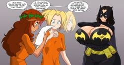 2024 batgirl_(cassandra_cain) batman_(series) big_breasts bra breast_expansion cassandra_cain cleavage commission dc_comics harley_quinn huge_breasts kayzer marauder6272 massive_breasts tagme