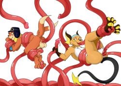 anthro anthrofied buizel furry hat male male_only multiple_tails nelsonnoir orange_fur pawpads penis_tentacles pokemon pokemon_(species) pokemon_dppt pokemon_rgby raichu tail tentacle tentacle_in_ass tentacle_on_male