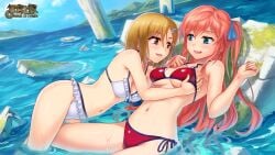 2girls belly belly_button bikini bikini_bottom bikini_only bikini_top blue_sky boob_grab breast_grab breasts brown_eyebrows brown_eyes brown_eyes_female brown_hair brown_hair_female busty busty_female busty_girl clouds collarbone day daylight daytime elbows female female_focus female_only fingernails fingers grabbing_breast grabbing_breasts grabbing_tits green_eyes green_eyes_female groin hair_between_eyes hair_ribbon hair_tie half_naked half_nude half_submerged halterneck high_resolution highres large_breasts lean_figure lesbian_focus lesbian_only long_hair lying lying_on_back medium_breasts medium_hair midriff multiple_females multiple_girls naked naked_female naked_woman narrow_waist navel nervous nervous_expression nervous_face nervous_female nervous_smile nude nude_female nudity on_back open_mouth open_mouth_smile original original_art original_artwork original_character original_characters outdoor outdoor_nudity outdoors outside parted_lips partially_submerged partially_submerged_legs pink_eyebrows pink_hair pink_hair_female red_bikini red_bikini_bottom red_bikini_only red_bikini_top red_string_bikini red_swimsuit red_swimwear ribbon semi_nude shoulders shy shy_expression shy_smile side-tie_bikini sideboob sky slender_body slender_waist slim_waist smile smiley_face smiling smiling_at_viewer string_bikini submerged_feet submerged_legs swimsuit swimwear thighs tongue twintails twintails_(hairstyle) underboob upper_body water white_bikini white_bikini_bottom white_bikini_only white_bikini_top white_string_bikini white_swimsuit white_swimwear yuri yuri yuri