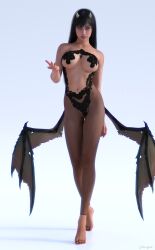 1girls 2019 3d asian asian_female black_hair clothed clothing demon demon_girl demon_wings devil devil_girl female female_only front_view horns johngate large_breasts lingerie long_hair looking_at_viewer mariko_(johngate) original original_character pinup slushe_(website) solo solo_female standing