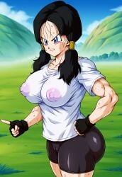 1girls ai_generated ass athletic athletic_female big_breasts bike_shorts black_gloves black_hair black_shorts blue_eyes breasts cameltoe civitai dragon_ball dragon_ball_z female female_focus female_only fingerless_gloves fit fit_female gloves nipple_bulge nipples nipples_visible_through_clothing pink_nipples puckout solo solo_female solo_focus sweat sweatdrop sweating sweaty sweaty_body sweaty_breasts sweaty_clothes sweaty_female thighs videl videl_(long_hair) white_shirt