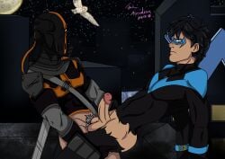 deathstroke dick_grayson gay nightwing rooftop slade_wilson the_asmodean_artist