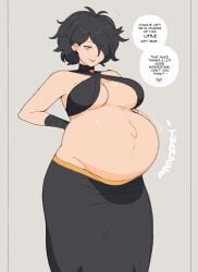 arbrianarchy english_dialogue english_text hand_on_belly jakejaccobus oc original_character pregnant pregnant_female sketch_lines super_belly