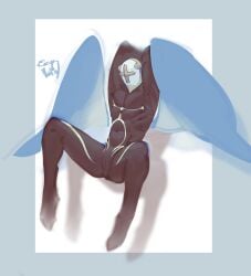 cuntboy gabriel_(ultrakill) helmet_covering_face male nudity pussy_exposed pussy_lips trans_man ultrakill wings