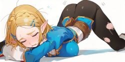 1girls ai_generated ass_up black_leggings black_pants blonde_hair blush bob_cut breasts drowsy_sheep elf elf_ears embarrassed female female_only fingerless_gloves fully_clothed green_eyes hylian nintendo pointy_ears princess_zelda ripped_clothing short_hair slim_waist solo solo_female tears_of_the_kingdom the_legend_of_zelda thighs zelda_(tears_of_the_kingdom)