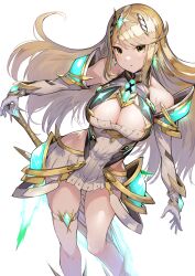 bending_over cleavage koruse long_hair looking_at_viewer mythra tagme xenoblade_(series) xenoblade_chronicles_2