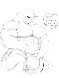 abbamusa410791 balls bara big_balls big_bulge big_muscles big_penis bulge flaccid huge_cock male male_only monochrome muscles muscular offscreen_character penis solo solo_male speech_bubble