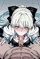 1boy 1girls ai_generated censored_penis fate/grand_order fate_(series) fellatio morgan_le_fay_(fate) oncetwice oral oral_sex pov pov_blowjob