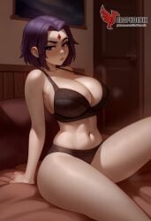 1girls 2d ai_generated ass back big_ass big_breasts dc dc_comics erophoenix female female_focus from_behind full_body jewelry long_hair looking_at_viewer nude pale_skin pale_skinned_female patreon_username pointy_ears purple_eyes purple_hair raven_(dc) short_hair sideboob solo teen_titans thick thick_thighs uncensored