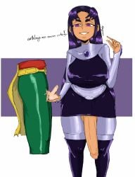 1boy 1futa 1male alien alien_girl blackfire dark-skinned_male dc dc_comics disembodied duo english_text evil_grin full-package_futa full-package_futanari fully_clothed futa_on_male futanari futanari humiliation jeteggs large_breasts large_penis looking_down robin_(dc) small_penis small_penis_humiliation smaller_male smile sph talking tan_body tan_skin tease teasing teen_titans tiny_penis