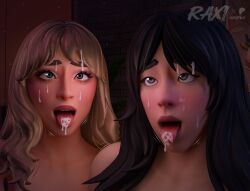 3d ahe_gao ahe_gao ahegao_face billie_eilish billie_eilish_(fortnite) black_hair blender_(software) blonde_hair blush cum cum_in_face epic_games fortnite fortnite:_battle_royale naked naked_female night nude nude_female raxinsfw sabrina_carpenter sabrina_carpenter_(fortnite) silver_eyes