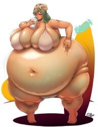 1girls 2018 bbw belly big_belly big_breasts bikini bleach breasts cup drinking_straw fat female female_only gigantic_belly huge_belly huge_breasts large_belly large_breasts mabocorescant massive_belly motion_lines nelliel_tu_odelschwanck obese obese_female overweight overweight_female pear_shaped solo