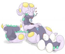 2022 birthing closed_eyes diaper dragon egg egg_laying eggs goodra happy musical_note necklace nelsonnoir nintendo pokemon pokemon_(species) pokemon_xy purple_skin scalie slime smile