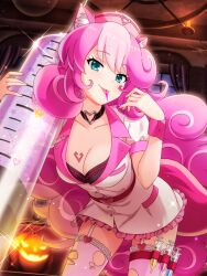 big_breasts bra breasts nurse nurse_clothing nurse_hat nurse_outfit nurse_uniform pink_hair pink_legwear ripped_clothing ripped_legwear ripped_pantyhose ripped_stockings show_by_rock!! sumomone_(show_by_rock!!) syringe tattoo tattoo_on_breast tattoo_on_chest