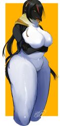 big_breasts breasts crossed_arms emperor_penguin_(kemono_friends) female_only furry kemono_friends penguin shibainu_goro solo white_body white_fur