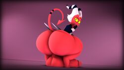 3d big_ass big_balls big_penis bubble_butt crouching demon demon_horns femboy gigantic_ass hand_over_mouth helluva_boss huge_ass huge_balls huge_cock male male_only moxxie_(helluva_boss) no_humans not_person420 person-420 red_skin tagme thick_thighs wide_hips