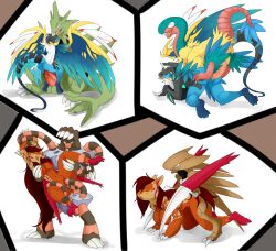 2girls 4boys anthro archeops barbaracle claws erect_nipples feathers fossil_pokémon furry kabutops large_breasts nelsonnoir pokemon pokemon_(species) pokemon_bw pokemon_gsc pokemon_rgby pokemon_xy scalie straight tentacle tyranitar vaginal_penetration wings