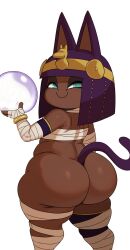 :) absurd_res absurdres animal_crossing ankha anthro ass bandage big_ass big_butt black_eyes blue_eyes blue_hair bob_cut bottom_heavy bottomless bracelet breasts brown_body brown_fur brown_skin bubble_ass bubble_butt cat_ears cat_girl cat_humanoid cat_tail chubby crossover dark-skinned_female dark_skin dat_ass domestic_cat duo egyptian eyeshadow fat_ass fat_butt feline females hair_ornament half-closed_eyes hi_res highlights highlights_(coloring) highres holding_object huge_ass humanized large_ass large_butt looking_at_viewer looking_back menat mostly_nude nintendo orb plump purple_hair rear_view short_hair shortstack smile solo solo_female sssonic2 standing street_fighter street_fighter_v tail thick thick_ass thick_thighs when_you_see_it white_background wide_hips