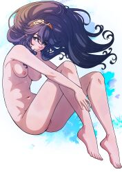 1girls ass bare_legs barefoot blue_eyes blue_hair breasts bug butterfly completely_nude cover_page female female_only fire_emblem fire_emblem_awakening heart heart-shaped_pupils heart_in_eye highres kinkymation legs long_hair looking_at_viewer lucina_(fire_emblem) medium_breasts naked navel nintendo nipples no_text_version nude nude_female pussy simple_background small_breasts solo symbol-shaped_pupils tiara