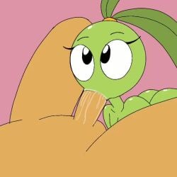 alien animated ass blowjob butt cum cumshot fellatio female green_body green_skin human leaves_in_hair licking_penis male original_character penis sound spanky15 sucking_penis video violet_the_apple_alien