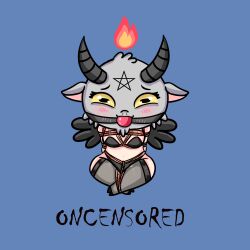 ball_gag baphomet bondage deity demon demon_girl furry gag goat mythology oncensored oncensored_(artist) pantyhose public_domain rope_bondage tied_up