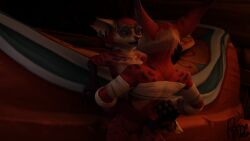 anthro bandage blind blizzard_entertainment candle canid duo eyewear female glasses hi_res male male/female mammal perromalo romantic romantic_couple video_games vulpera warcraft