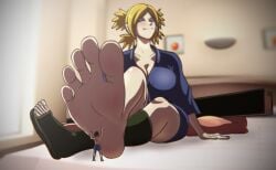 barefoot boots boruto:_naruto_next_generations canon_couple cleavage couple crossed_legs feet female foot_fetish foot_worship giantess height_difference husband_and_wife kimono larger_female larger_female_smaller_male licking licking_feet long_hair male nara_shikamaru naruto naruto_(series) one_boot one_shoe picojin ponytail presenting presenting_feet quad_tails single_shoe size_difference smaller_male smile soles temari tied_hair toes voluptuous worship