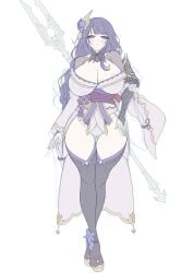 areolae big_breasts breasts genshin_impact hips huge_breasts kimono oguwooo purple_hair raiden_shogun thick thick_thighs thighs waist