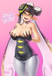 1girls big_breasts blanc_illust blush blushing bow breasts callie_(alterna) callie_(splatoon) cameltoe choker earrings eyelashes gloves holding_breast inkling inkling_girl light-skinned_female light_skin long_hair mole mole_under_eye open_mouth pointy_ears smooth_skin solo solo_female solo_focus splatoon splatoon_3 splatoon_3:_return_of_the_mammalians tentacle tentacle_hair