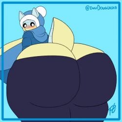 alolan_sandshrew animated anthro ass big_breasts big_butt blue_body blush breasts butt_slap clothing dipstick_tail douglasinu duo excessive_flesh excessive_size female huge_breasts huge_butt male male/female markings nintendo pokémon_(species) pokemon regional_form_(pokémon) sandshrew slap spanking tail_markings video_games ych