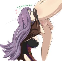 1boy 1girls anilingus ass ass_focus ass_grab ass_up balls bent_over closed_eyes clothed clothed_female clothed_female_nude_male female female_rimming_male fire_emblem fire_emblem_echoes:_shadows_of_valentia glazinbuns heart kissing_ass leg_lift long_hair male male_anilingus nintendo nude nude_male official_alternate_costume penis purple_hair rimjob rimming sonya_(fire_emblem) sound_effects source_request straight testicles text unseen_male_face