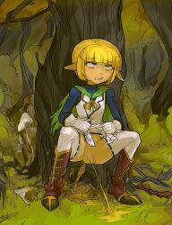 1boy blonde_hair elf_ears femboy male male_only peeing penis pointy_ears scat usagaijin