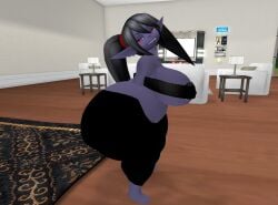 bending_over big_ass big_breasts big_butt big_hips black_bra black_legwear breasts bubble_butt fangs fat_ass female huge_ass huge_butt huge_hips hyper hyper_ass hyper_butt imminent_twerking imp looking_at_viewer pose purple_skin red_eyes second_life shortstack shortstacked smile smug smug_face tagme thick_ass thick_thighs twintails ubel_(zer0264) zer0264