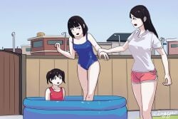 3girls angry angry_face asian asian_female before_spanking bikini black_hair blush eingyeo female female_only femdom femsub grabbing_hand punishment shocked shocked_expression surprised tagme