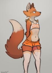 2022 absurd_res anthro big_penis bottomwear bulge canid canine clothed clothing crop_top erection erection_under_clothing femboy_hooters footwear fox frown fur furry furry_only genital_outline genitals girly grey_background half-closed_eyes hands_behind_back hi_res hooters hotpants huge_cock humanoid_genitalia humanoid_penis ineffective_clothing legwear looking_away male male_only mammal narrowed_eyes navel penis penis_outline poking_out schmutzo shirt shorts signature simple_background socks solo standing tail tank_top text text_on_clothing text_on_shirt text_on_tank_top text_on_topwear thick_penis thigh_highs thigh_socks topwear tuft