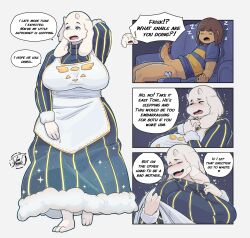 1boy 1girls 2d big_breasts big_penis comic cumbread english_text erection female frisk human humanoid imminent_sex male milf no_pants sleep_molestation sleeping tagme talking text toriel undertale undertale_(series) undertale_fanfiction